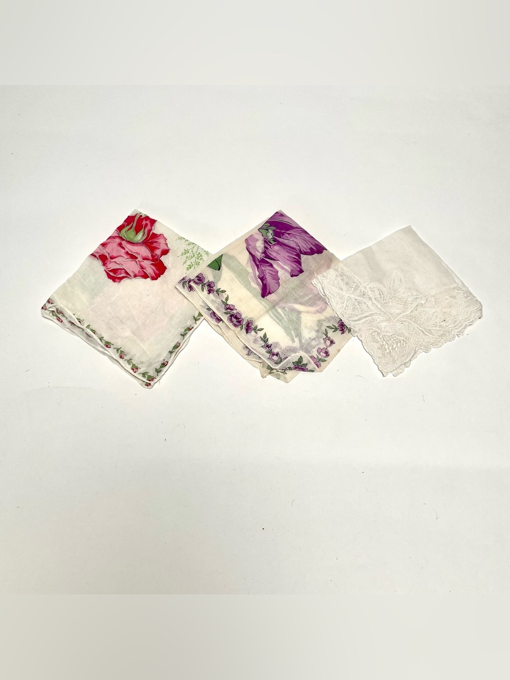 Lot of 10 Vintage Floral Handkerchiefs Hankies Rose Tulip Iris Lace Embroidered - Picture 4 of 13